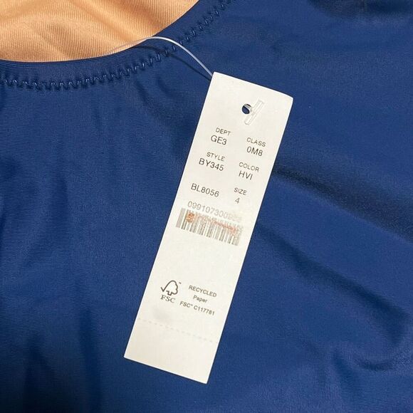 J. Crew Long Torso Swimsuit High-support cross-back one-piece Blue Size 4 NWT - Picture 6 of 9